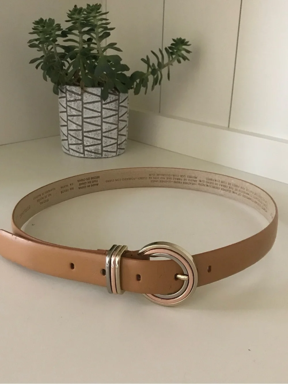 Liz Claiborne Tri-Metal and Caramel Leather Belt